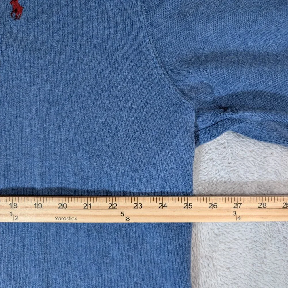 Ralph Lauren Polo Sweater Men XXL Blue 1/4 Zip Pony Pullover Preppy *Fits Small*